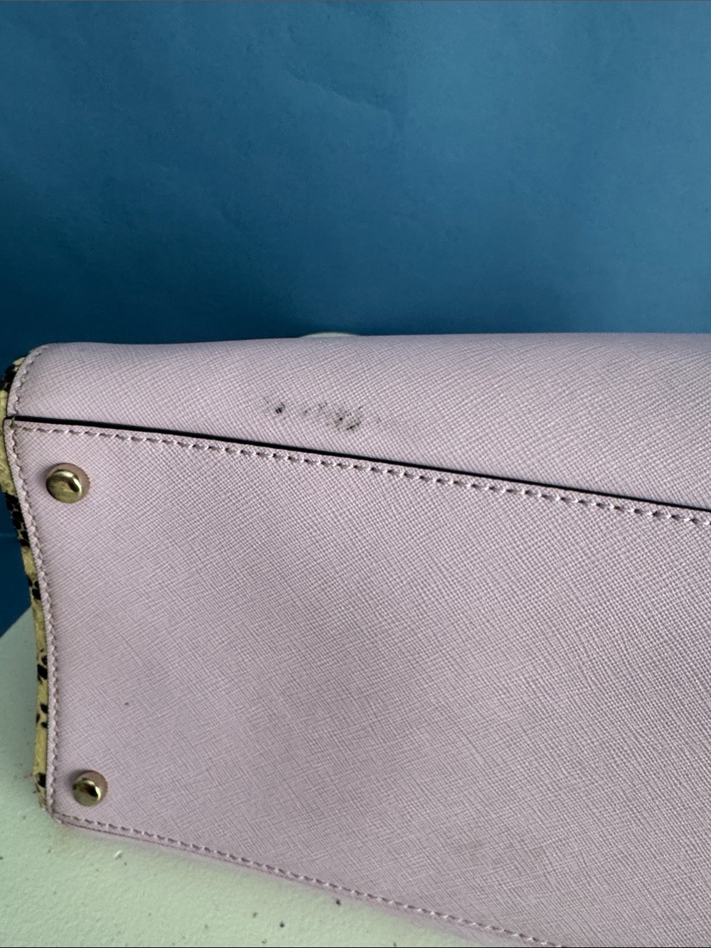 kate spade Lilac Satchel with Yellow Snake-Accent Trim - Picture 8 of 16